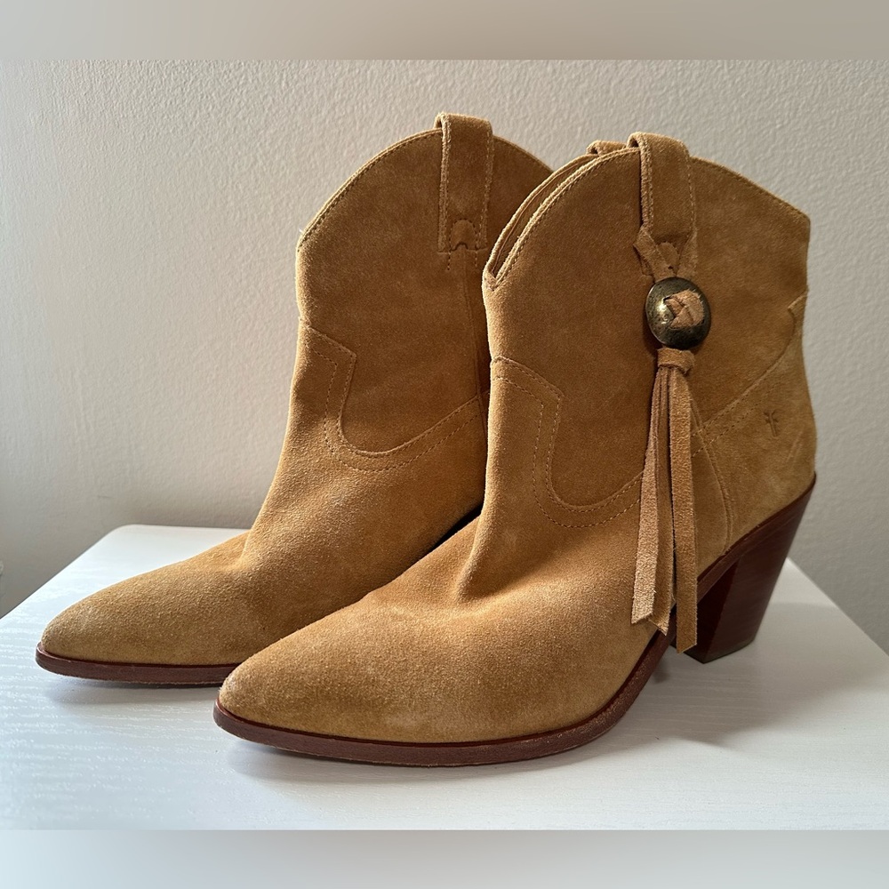 Frye Faye Concho Short Suede Western Booties